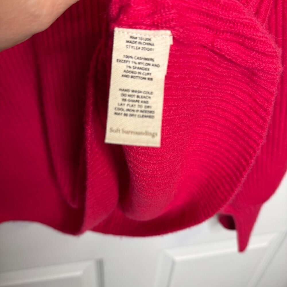 Soft Surroundings Valentine Rose Cashmere Ribbed Cowl Neck Sweater size S NEW - Picture 6 of 6